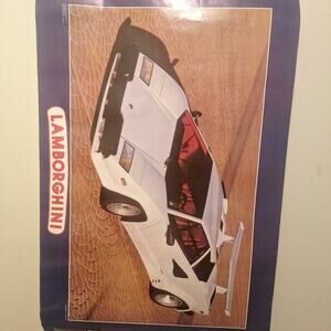 vintage 1988 Lamborghini White poster man cave car garage One Stop Posters 35x23